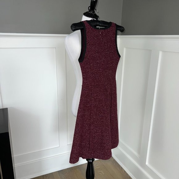 J. Crew Tweed Fit Flare Dress - Maroon and Cream - Picture 4 of 4